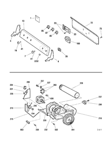 CONTROLS, DRIVE Diagram and Parts List for PRSR495GH0WW  General Electric Dryer