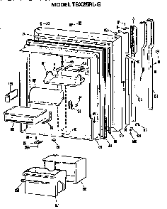 Fresh Food Door Diagram and Parts List for TBX25RLGR  General Electric Refrigerator