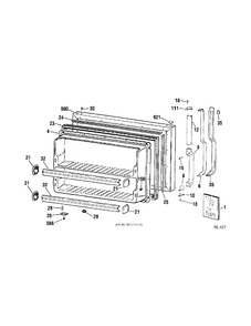 FREEZER DOOR Diagram and Parts List for 31861-1  General Electric Refrigerator