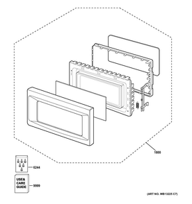 Door Parts Diagram and Parts List for JES2051DN3WW  General Electric Microwave