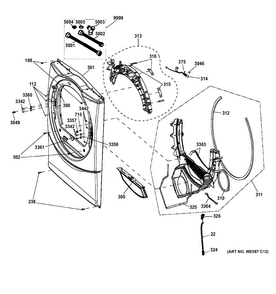Front Panel Diagram and Parts List for GFDS175GH2DG  General Electric Dryer
