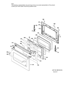 LOWER DOOR Diagram and Parts List for CCGS990SET9SS  General Electric Range