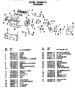 Icemaker Diagram and Parts List for TBX25RLGR  General Electric Refrigerator