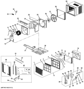 Room Air Conditioner Diagram and Parts List for AEM14ASL1  General Electric Air Conditioner
