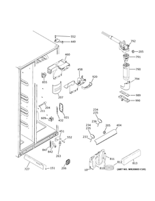 Fresh Food Section Diagram and Parts List for GZS22IMNYHES  General Electric Refrigerator