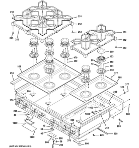 COOKTOP Diagram and Parts List for ZGU486NRP7SS  General Electric Range