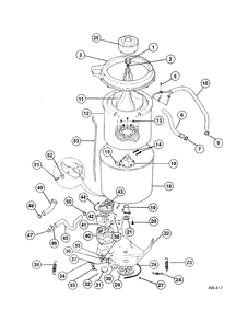 TUB & AGITATOR ASSEMBLY Diagram and Parts List for 52270-W2  General Electric Washer