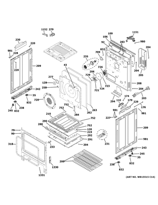 Body Parts Diagram and Parts List for JGS760DEL3WW  General Electric Range