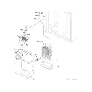 Freezer Section Diagram and Parts List for PHD23BYWBFS  General Electric Refrigerator