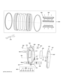 Drum Diagram and Parts List for VFD31GDSR0WW  General Electric Dryer