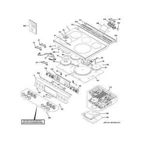 Control Panel & Cooktop Diagram and Parts List for CHS90XP2M5S1  General Electric Range