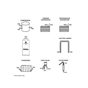 Lokring Connectors Diagram and Parts List for CXE22DM5PFS5  General Electric Refrigerator