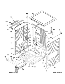 Cabinet And Top Panel Diagram and Parts List for GFD55ESMN0DG  General Electric Dryer
