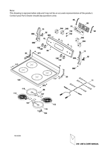 CONTROL PANEL & COOKTOP Diagram and Parts List for JCB635SJ1SS  General Electric Range