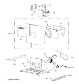Ice Maker & Dispenser Diagram and Parts List for PSB48YSHASS  General Electric Refrigerator