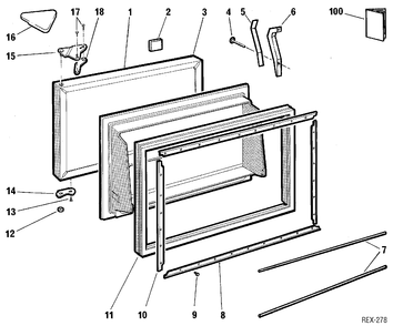 FREEZER DOOR Diagram and Parts List for YRFP1703P-1  General Electric Refrigerator