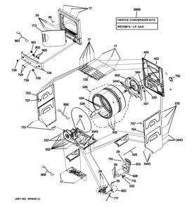 Cabinet 1 Diagram and Parts List for 36371542211  Kenmore Washer Dryer Combo