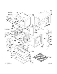 UPPER OVEN Diagram and Parts List for PT960BM3BB  General Electric Range