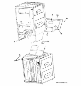 Cabinet 3 Diagram and Parts List for 26715321  Kenmore Washer Dryer Combo