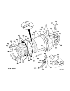 TUB & MOTOR Diagram and Parts List for GCVH6260H1WW  General Electric Washer