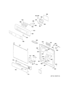Escutcheon & Door Assembly Diagram and Parts List for GSM2200V50WW  General Electric Dishwasher