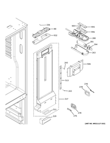 Fresh Food Section Diagram and Parts List for GYE18JSLPFSS  General Electric Refrigerator