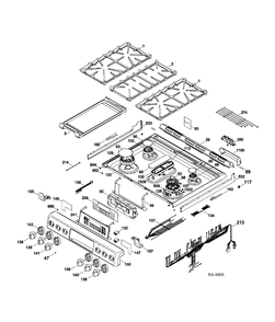 CONTROL PANEL & COOKTOP Diagram and Parts List for CCGS985SET2SS  General Electric Range