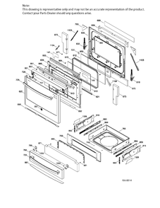 DOOR & DRAWER PARTS Diagram and Parts List for PCGS920EEJ3ES  General Electric Range