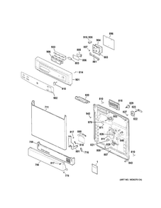 Escutcheon & Door Assembly Diagram and Parts List for GSM2200V50BB  General Electric Dishwasher