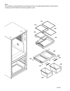 FF SHELVES Diagram and Parts List for PDE21KSKAKSS  General Electric Refrigerator