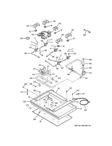 Gas & Burner Parts Diagram and Parts List for JGP970TEK5WW  General Electric Cooktop