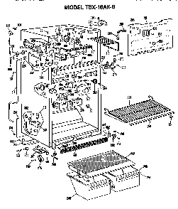 Cabinet Parts Diagram and Parts List for TBX18AKBL  General Electric Refrigerator