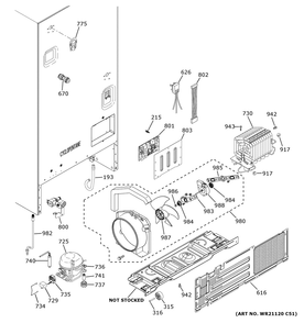 Machine Compartment Diagram and Parts List for GFE26JGMXFWW  General Electric Refrigerator