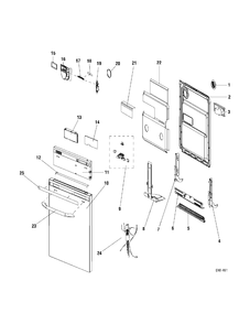 DOOR Diagram and Parts List for GLD9312P00BB  General Electric Dishwasher