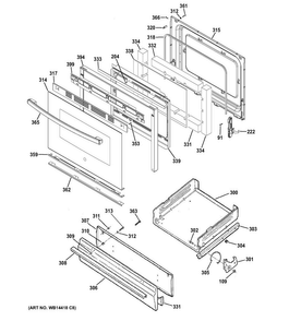 Door & Drawer Parts Diagram and Parts List for RGB530DEH2BB  Hotpoint Range