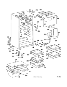 CABINET Diagram and Parts List for KTS18KBMFRWW  General Electric Refrigerator