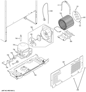 Machine Compartment Diagram and Parts List for GIE18CTHBRWW  General Electric Refrigerator