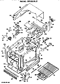 Oven Diagram and Parts List for JRP03GJ5  General Electric Wall Oven