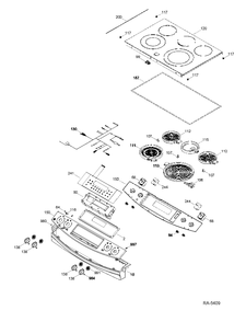 CONTROL PANEL & COOKTOP Diagram and Parts List for JCSP46DR4WW  General Electric Range