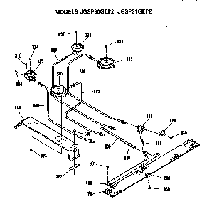 Burner Assembly Diagram and Parts List for JGSP30GEP2  General Electric Range
