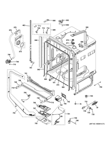 Body Parts (1) Diagram and Parts List for GDF650SMV1ES  General Electric Dishwasher