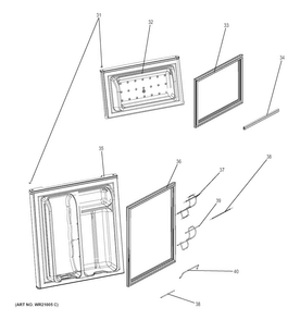 Door Diagram and Parts List for GDE03GLHBLB  General Electric Refrigerator