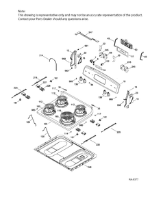 CONTROL PANEL & COOKTOP Diagram and Parts List for JCBS25M2BB  General Electric Range
