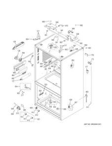 Case Parts Diagram and Parts List for PFE28KSKFSS  General Electric Refrigerator