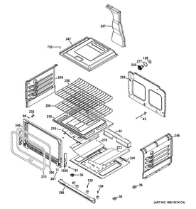Lower Oven Diagram and Parts List for JGB850DEF2WW  General Electric Range