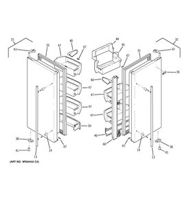 FRESH FOOD DOORS Diagram and Parts List for ZFGB21HZJSS  General Electric Refrigerator