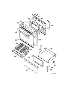 DOOR & DRAWER Diagram and Parts List for MCBS585WK1WW  General Electric Range