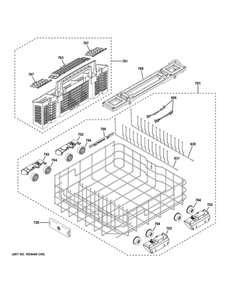 Lower Rack Assembly 1 Diagram and Parts List for DDT700SGN8BB  General Electric Dishwasher