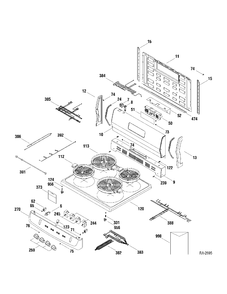 CONTROLS & COOKTOP Diagram and Parts List for JCAP760SM1SS  General Electric Range