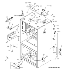 Case Parts Diagram and Parts List for CWE23SSHHSS  General Electric Refrigerator